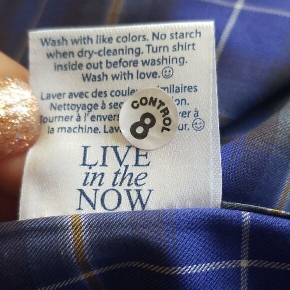 Stone Rose Dress Shirt,Cobalt Blue/Brn Plaid, sz 1 - Picture 7 of 8